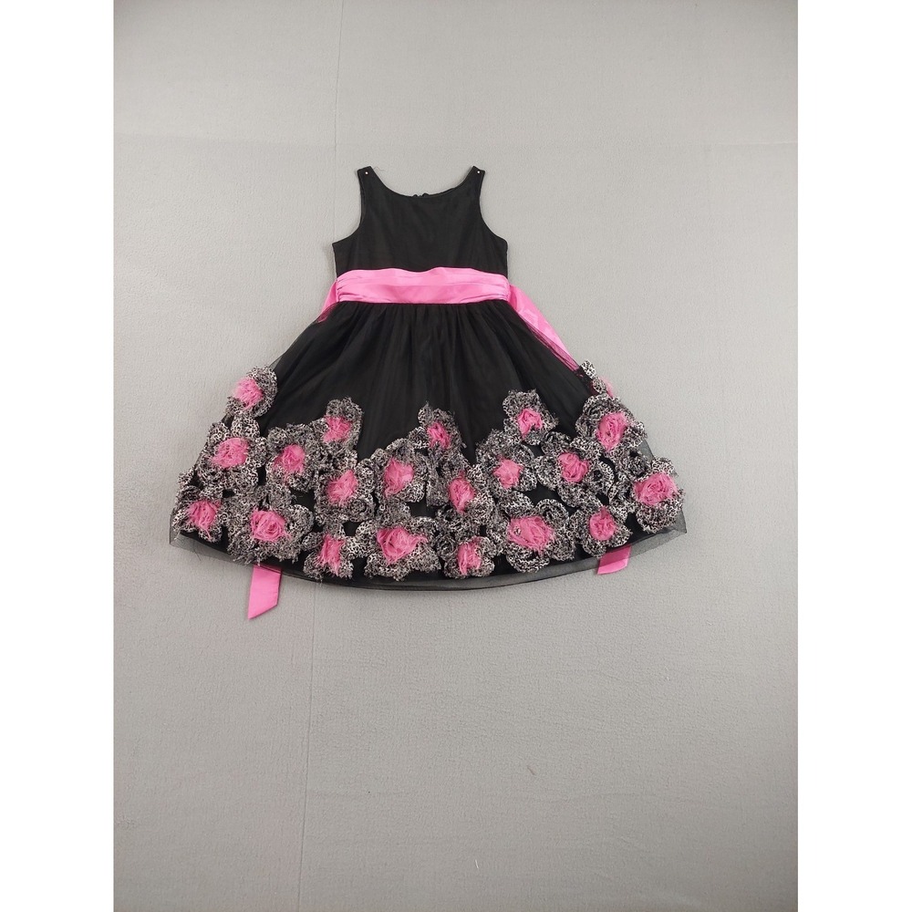 Clementine Girl‎ Dress 8 Black Pink Floral Hem Sleeveless Occasion Party Gown